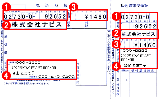 振込用紙記入例